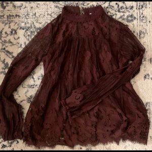 XS Xhilaration Maroon Lace Top